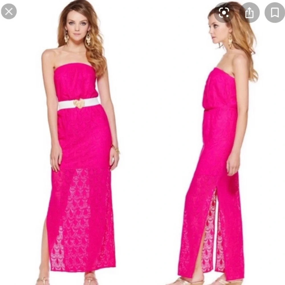 ✨HP✨ Lilly Pulitzer Hot Pink Emmett Maxi Dress Sz XS - Picture 1 of 4